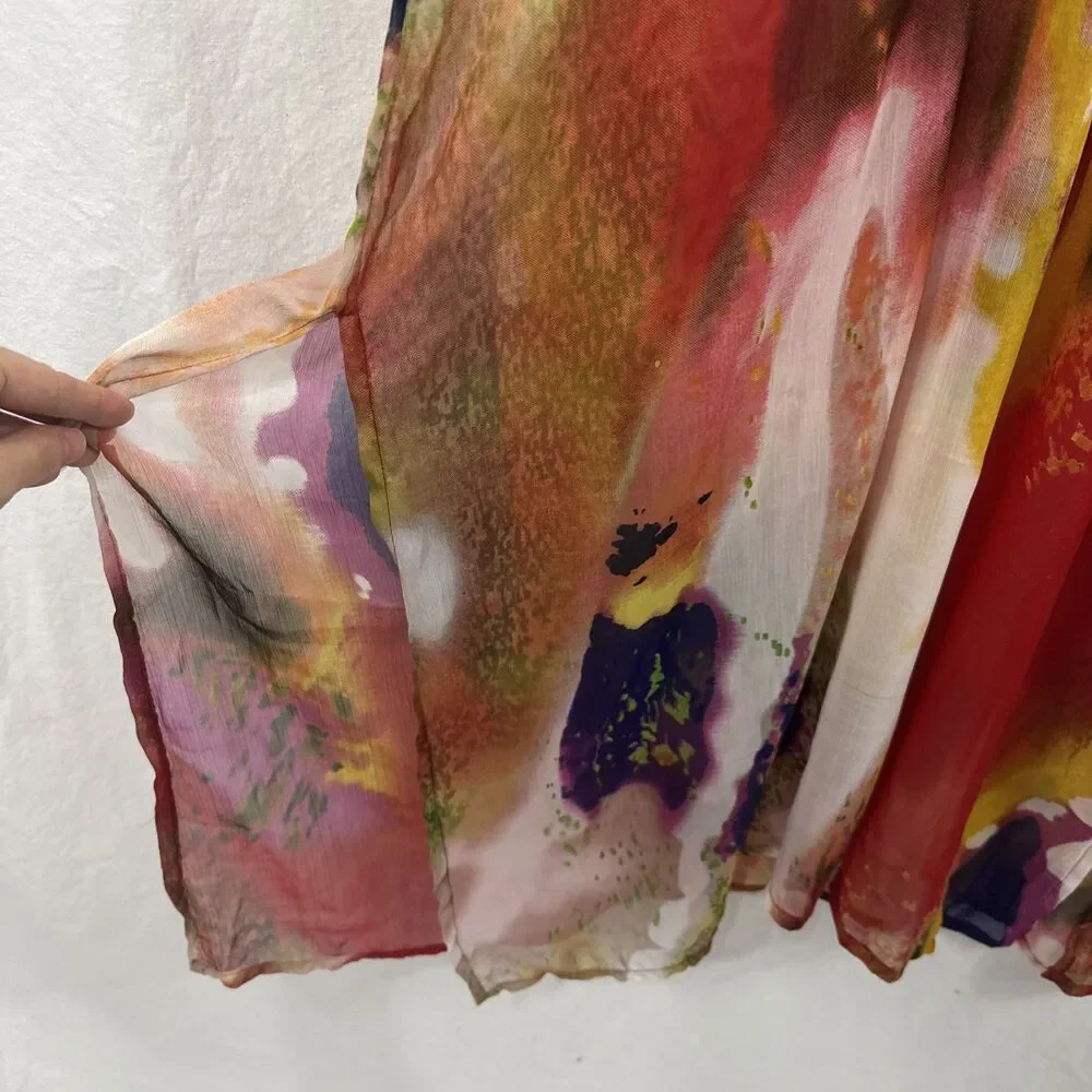 Michael Stars Sheer Colorful Kaftan Kimono Beach Swim Cover-up Womens Sz O/S